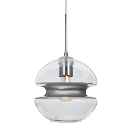Besa Lighting Hula 8 Cord Pendant, Clear/Silver, Satin Nickel Finish, 1x7W LED Edison 1JT-HULA8SL-EDIL-SN